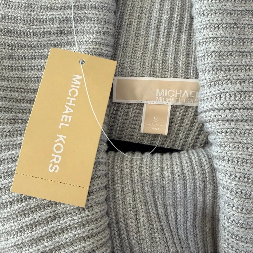 MICHAEL KORS Chunky Cable Knit Sleeveless Cowl Neck Sweater Tunic Grey Small